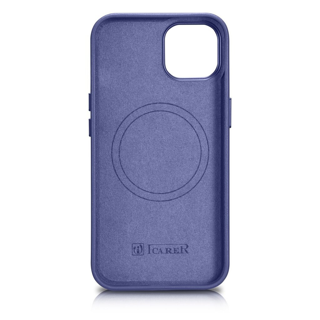 iCarer Leather iPhone 14 Plus light purple (MagSafe compatible) цена и информация | Telefonu vāciņi, maciņi | 220.lv