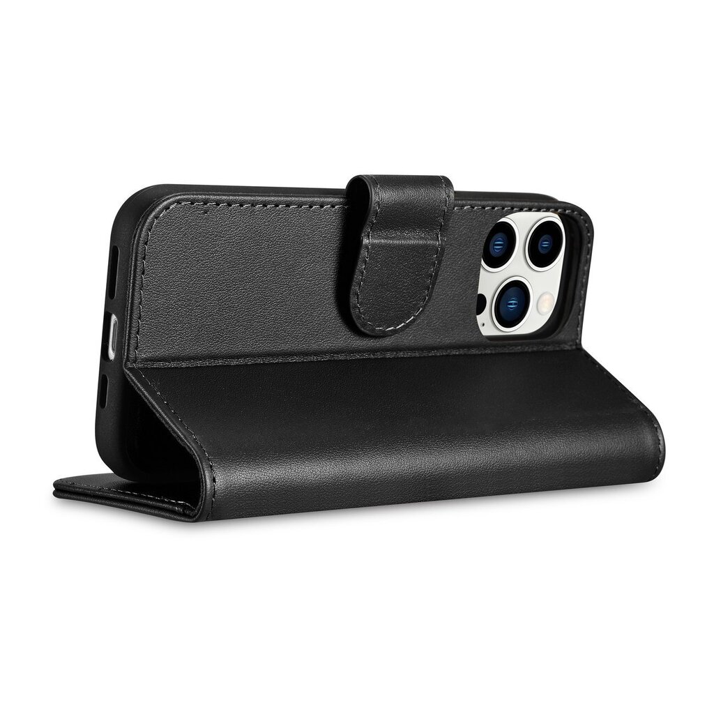 iCarer 2in1 iPhone 14 Pro Max Leather Flip Anti-RFID black (WMI14220728-BK) cena un informācija | Telefonu vāciņi, maciņi | 220.lv