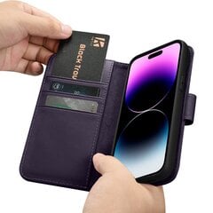 iCarer 2in1 iPhone 14 Pro FlipAnti-RFID dark purple (WMI14220726-DP) cena un informācija | Telefonu vāciņi, maciņi | 220.lv
