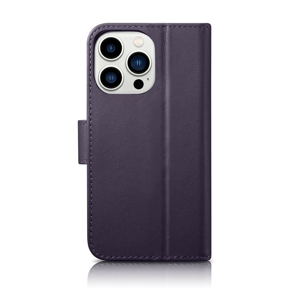 iCarer 2in1 iPhone 14 Pro FlipAnti-RFID dark purple (WMI14220726-DP) cena un informācija | Telefonu vāciņi, maciņi | 220.lv