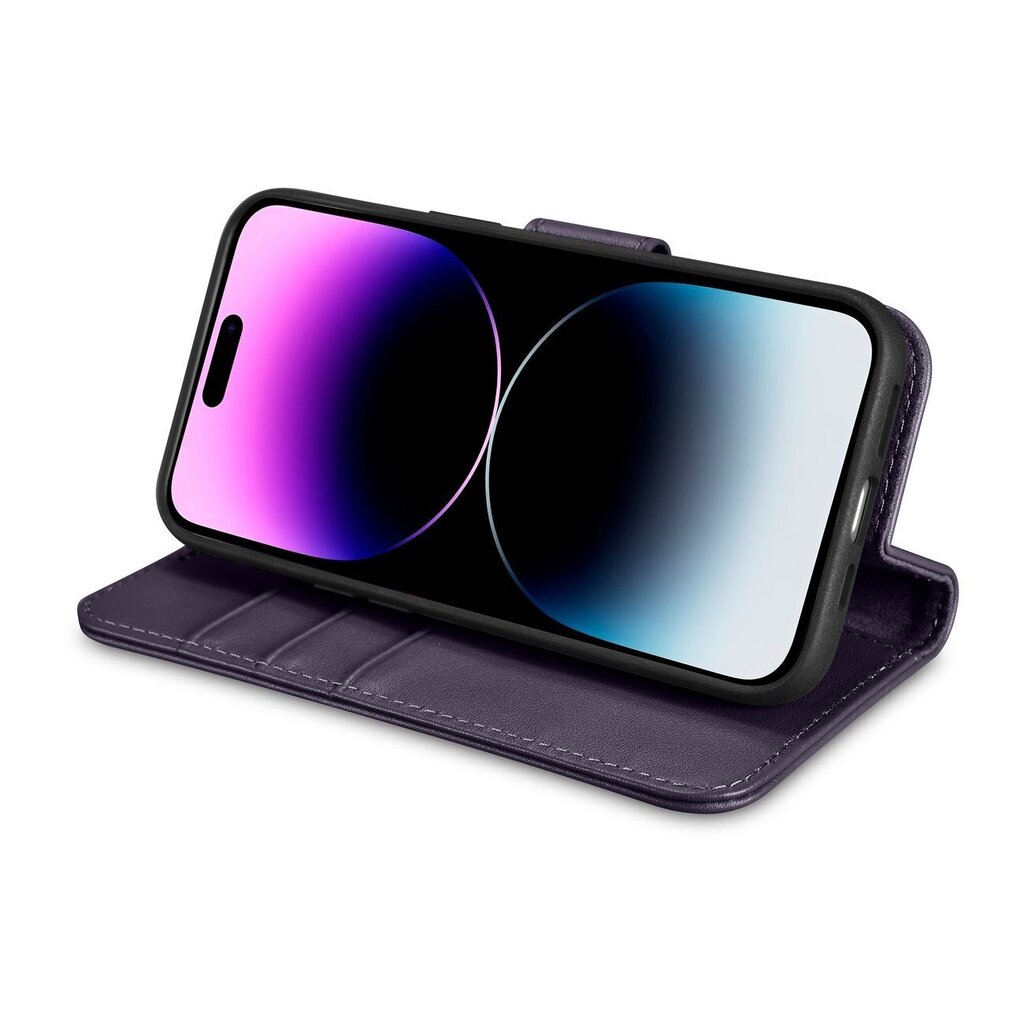 iCarer 2in1 iPhone 14 Pro FlipAnti-RFID dark purple (WMI14220726-DP) cena un informācija | Telefonu vāciņi, maciņi | 220.lv