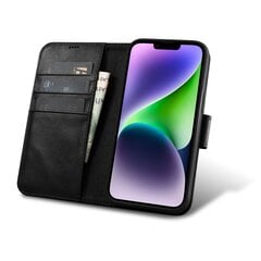 Кожаный чехол iCarer 2in1 для iPhone 14 Flip Anti-RFID, черный (WMI14220721-BK) цена и информация | Чехлы для телефонов | 220.lv