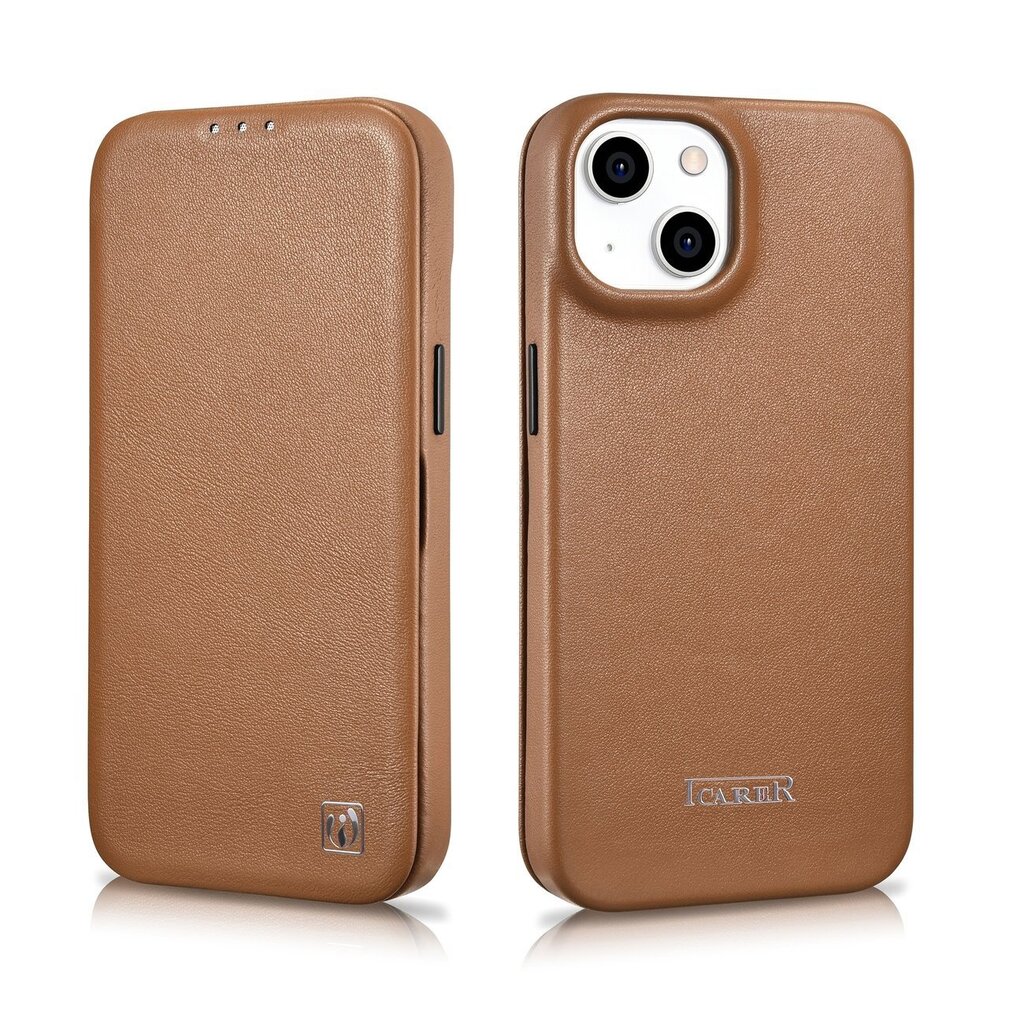 iCarer Leather iPhone 14 Flip Magnetic MagSafe Brown (WMI14220713-BN) cena un informācija | Telefonu vāciņi, maciņi | 220.lv