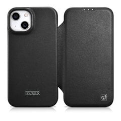 iCarer Leather iPhone 14 Flip Magnetic MagSafe Black (WMI14220713-BK) cena un informācija | Telefonu vāciņi, maciņi | 220.lv