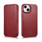 iCarer Leather iPhone 14 Flip Magnetic MagSafe Red (AKI14220705-RD) cena un informācija | Telefonu vāciņi, maciņi | 220.lv