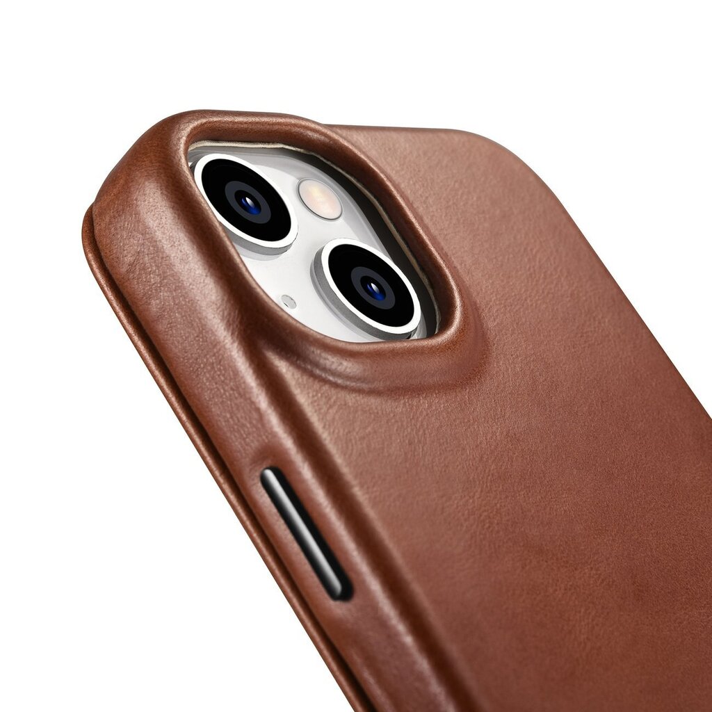 iCarer Leather iPhone 14 Flip Magnetic MagSafe Brown (AKI14220705-BN) cena un informācija | Telefonu vāciņi, maciņi | 220.lv