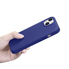iCarer Litchi Leather iPhone 14 Magnetic MagSafe Dark Blue (WMI14220709-DB) cena un informācija | Telefonu vāciņi, maciņi | 220.lv
