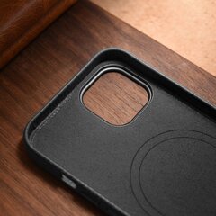 Кожаный чехол iCarer Litchi для iPhone 14 с магнитным MagSafe, черный (WMI14220709-BK) цена и информация | Чехлы для телефонов | 220.lv