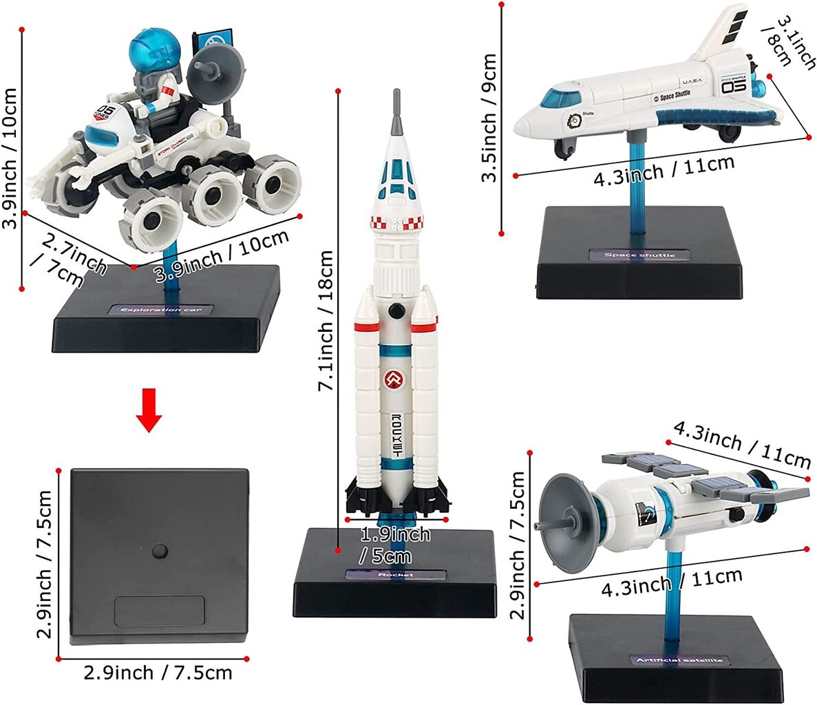 Konstruktors kosmosa transportlīdzekļi 4in1, 8+ цена и информация | Konstruktori | 220.lv