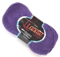 Adīšanas dzija Lanoso Angora Millennium Metallic 100g, krāsa violeta 944 cena un informācija | Adīšana | 220.lv