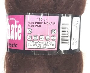 Adīšanas dzija Linate Mohair Classic 100g; krāsa tumši brūna 855T cena un informācija | Adīšana | 220.lv