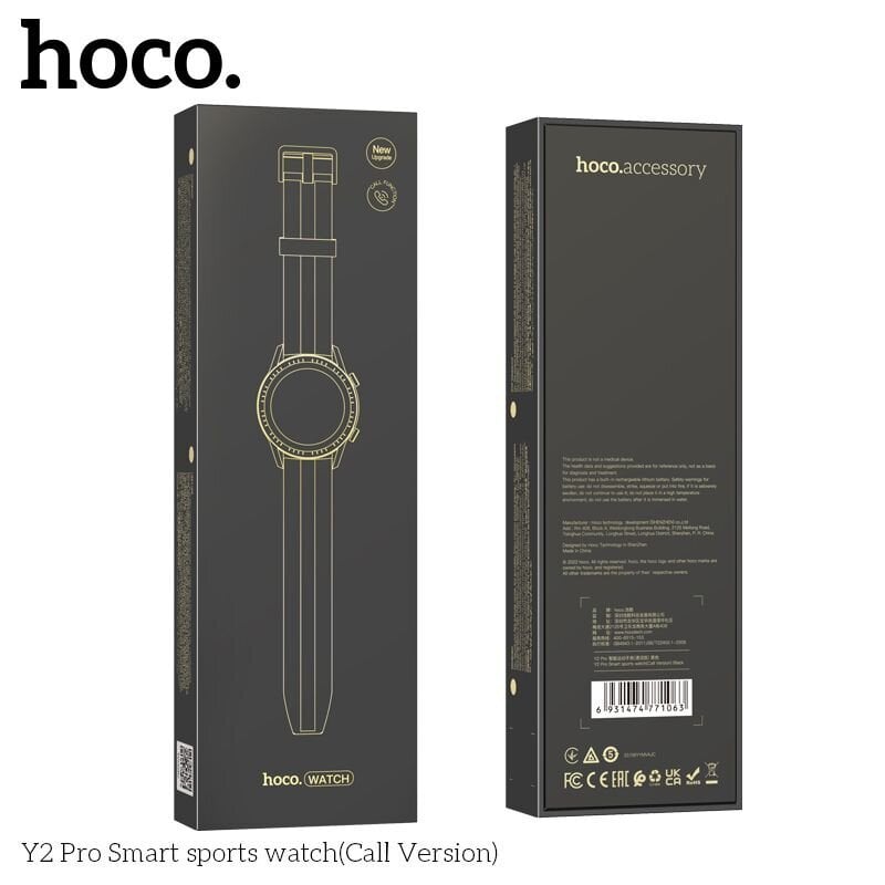 Hoco Y2 Pro Black cena un informācija | Viedpulksteņi (smartwatch) | 220.lv
