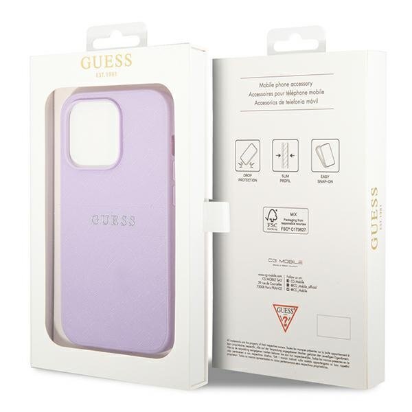 Guess GUHCP14XPSASBPU iPhone 14 Pro Max 6.7 "purple / purple Saffiano Strap цена и информация | Telefonu vāciņi, maciņi | 220.lv