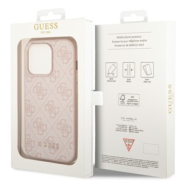 Guess GUHCP14XG4GFPI iPhone 14 Pro Max 6.7 "pink / pink hard 4G Metal Gold Logo цена и информация | Telefonu vāciņi, maciņi | 220.lv