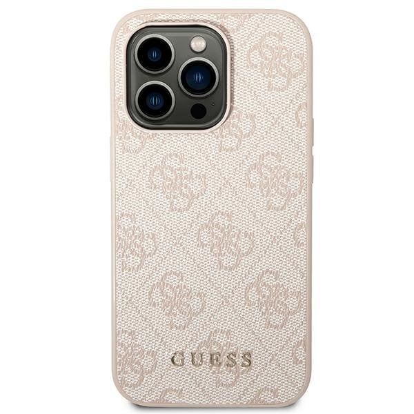 Guess GUHCP14LG4GFPI iPhone 14 Pro 6.1 "pink / pink hard 4G Metal Gold Logo cena un informācija | Telefonu vāciņi, maciņi | 220.lv