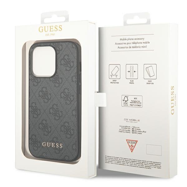 Guess GUHCP14XG4GFGR iPhone 14 Pro Max 6.7 "gray / gray hard 4G Metal Gold Logo цена и информация | Telefonu vāciņi, maciņi | 220.lv