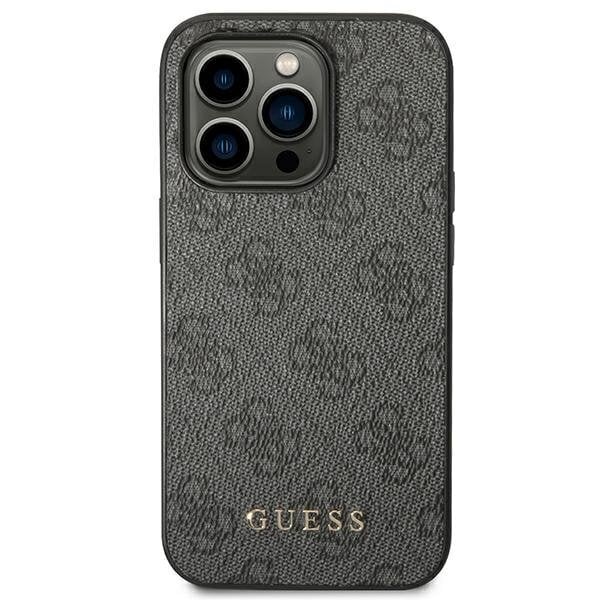 Guess GUHCP14XG4GFGR iPhone 14 Pro Max 6.7 "gray / gray hard 4G Metal Gold Logo cena un informācija | Telefonu vāciņi, maciņi | 220.lv