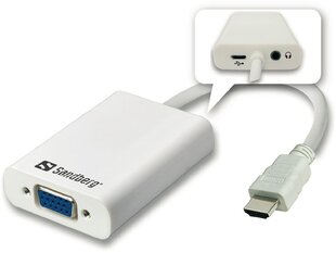 HDMI - VGA (+ Audio) adapteris Sandberg cena un informācija | Adapteri un USB centrmezgli | 220.lv