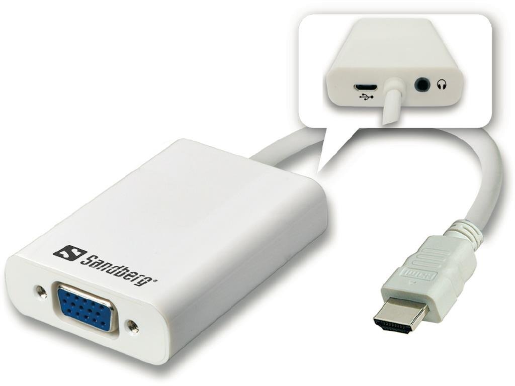 HDMI - VGA (+ Audio) adapteris Sandberg цена и информация | Adapteri un USB centrmezgli | 220.lv