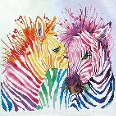 Dimantu mozaīka Rainbow Zebras, 40x40 cm cena un informācija | Dimantu mozaīkas | 220.lv