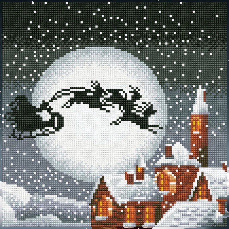 Dimantu mozaīka Santa Sleigh, 30,50x30,50 cm cena un informācija | Dimantu mozaīkas | 220.lv