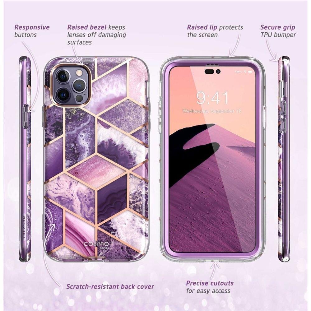 Supcase Cosmo iPhone 14 Pro Max Marble Purple cena un informācija | Telefonu vāciņi, maciņi | 220.lv