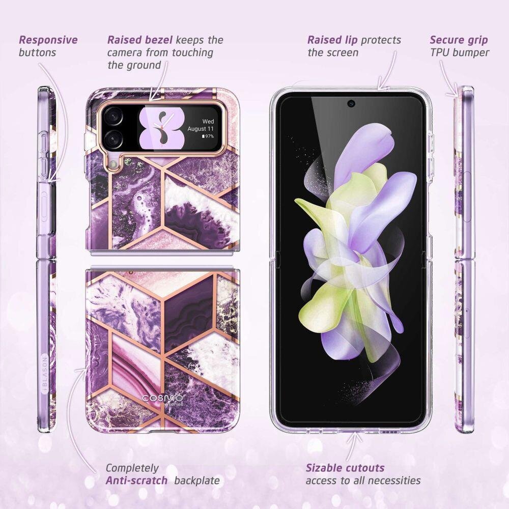 Supcase Cosmo Galaxy Z Flip 4 Marble Purple цена и информация | Telefonu vāciņi, maciņi | 220.lv