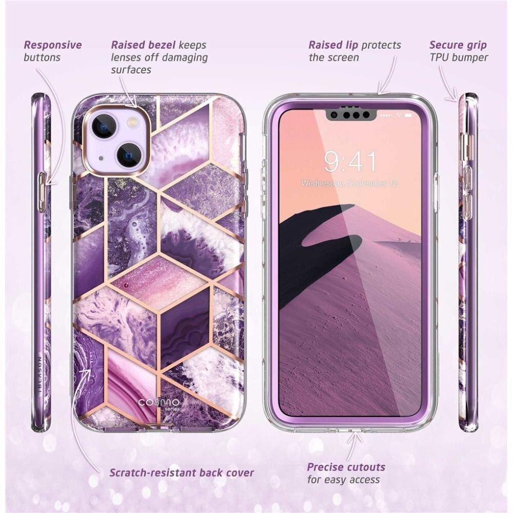 Supcase Cosmo iPhone 13/14 Marble Purple cena un informācija | Telefonu vāciņi, maciņi | 220.lv