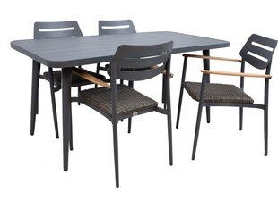 Комплект мебели WALES стол, 4 стула, темно-серый цена и информация | Комплекты уличной мебели | 220.lv