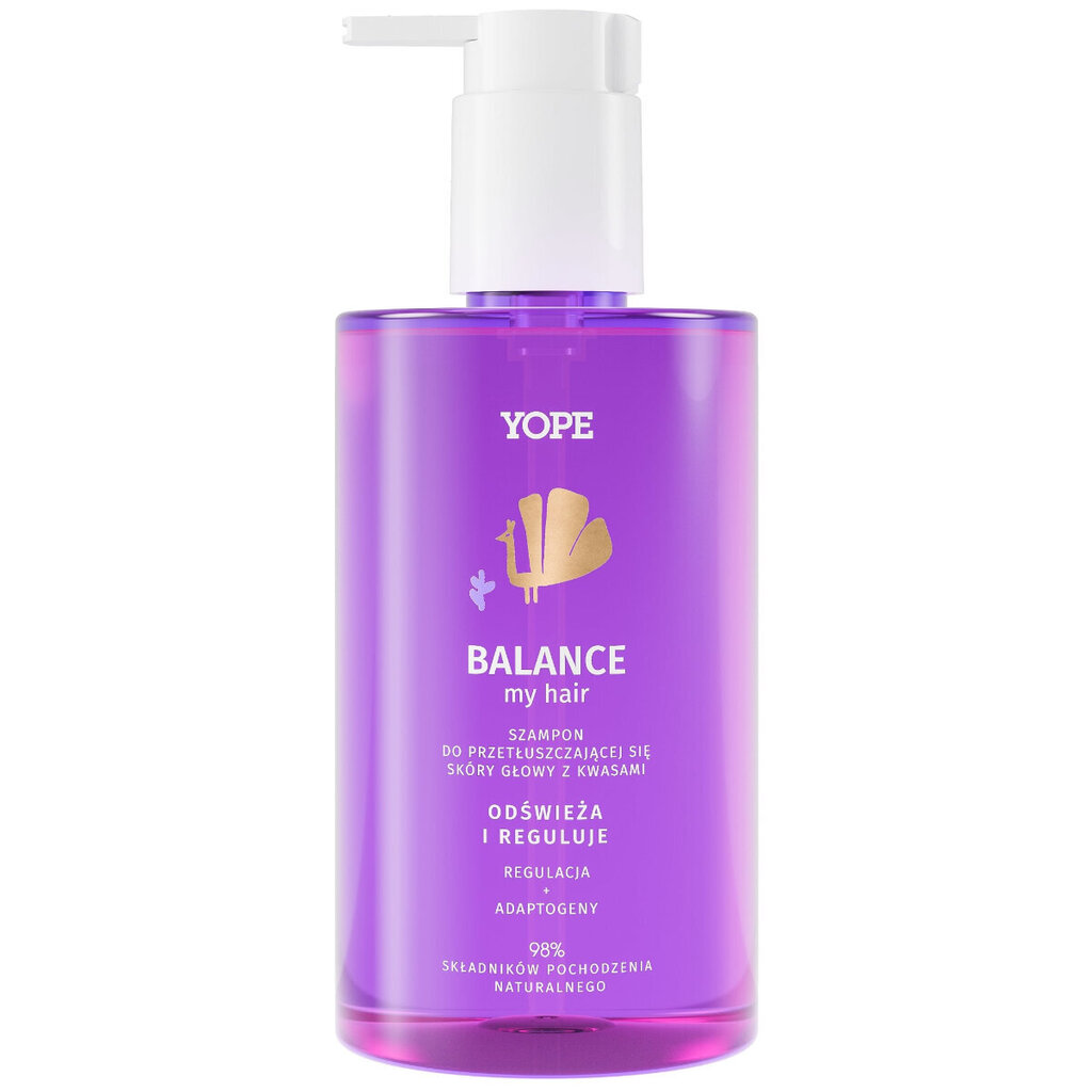 Līdzsvarojošs šampūns taukainai ādai, ar skābēm Yope Balance, 300ml цена и информация | Šampūni | 220.lv