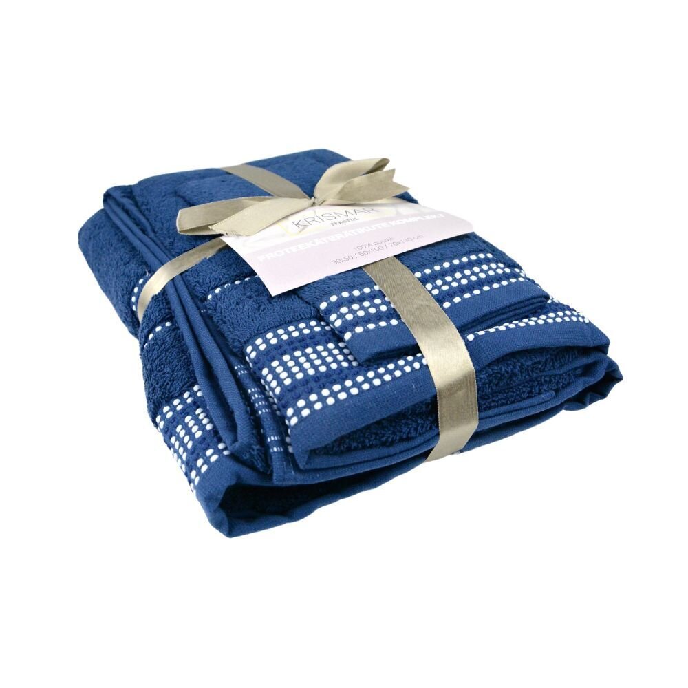 KrisMar Tekstiil dvieļu komplekts Blue, 3 gab. цена и информация | Dvieļi | 220.lv