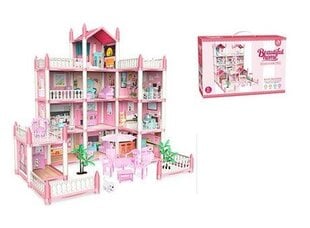 Dollhouse villa rozā DIY mēbeles 4 līmeņi цена и информация | Игрушки для девочек | 220.lv