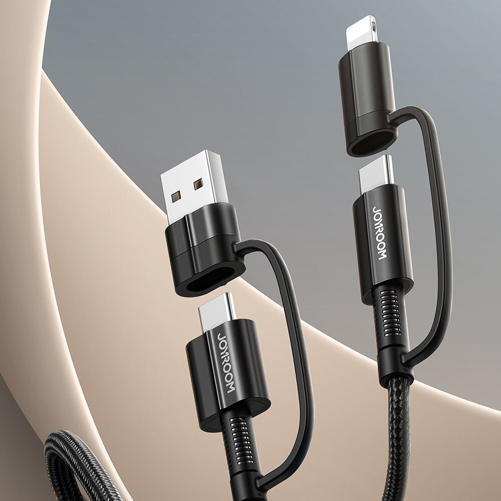 Joyroom 4in1 daudzfunkciju ātra uzlāde USB Type C / USB - USB Type C / Lithtning Quick Charge Power Delivery 3 A 60 W 1,8 m (S-1830G3) cena un informācija | Savienotājkabeļi | 220.lv