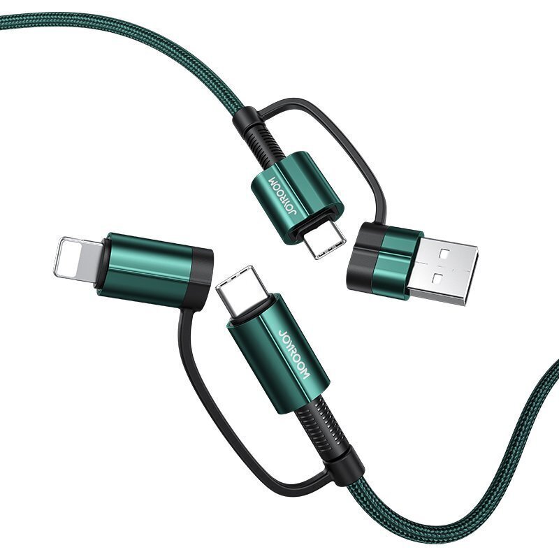 Joyroom 4in1 daudzfunkciju ātra uzlāde USB Type C / USB - USB Type C / Lithtning Quick Charge Power Delivery 3 A 60 W 1,8 m (S-1830G3) cena un informācija | Savienotājkabeļi | 220.lv