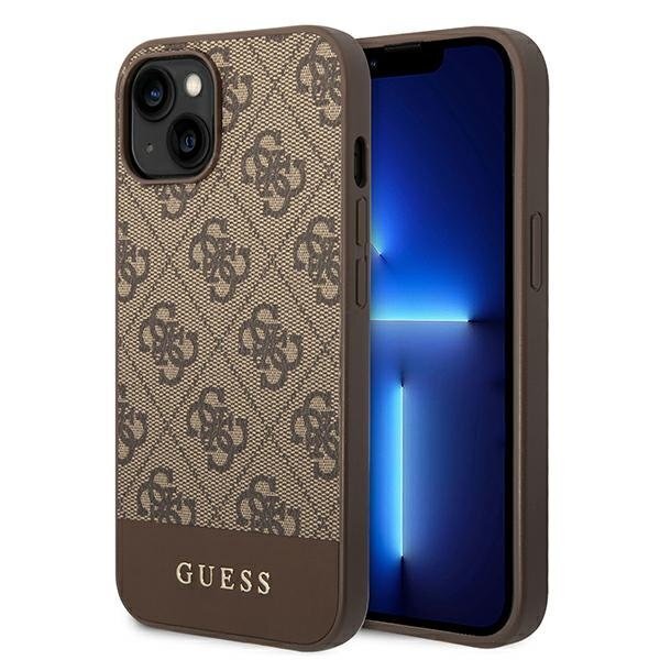 Guess GUHCP14SG4GLBR iPhone 14 6.1 "brown / brown hard 4G Stripe Collection cena un informācija | Telefonu vāciņi, maciņi | 220.lv