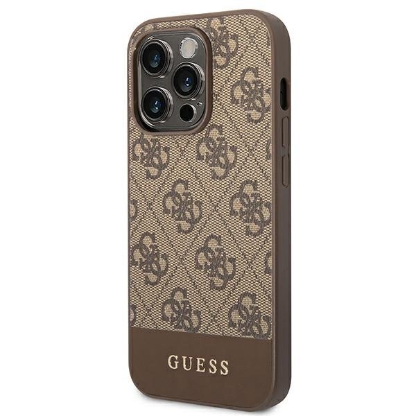 Guess GUHCP14LG4GLBR iPhone 14 Pro 6.1 "brown / brown hard 4G Stripe Collection cena un informācija | Telefonu vāciņi, maciņi | 220.lv