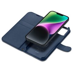 Кожаный бумажник с откидной крышкой Spigen Wallet S для iPhone 14, синий цена и информация | Чехлы для телефонов | 220.lv