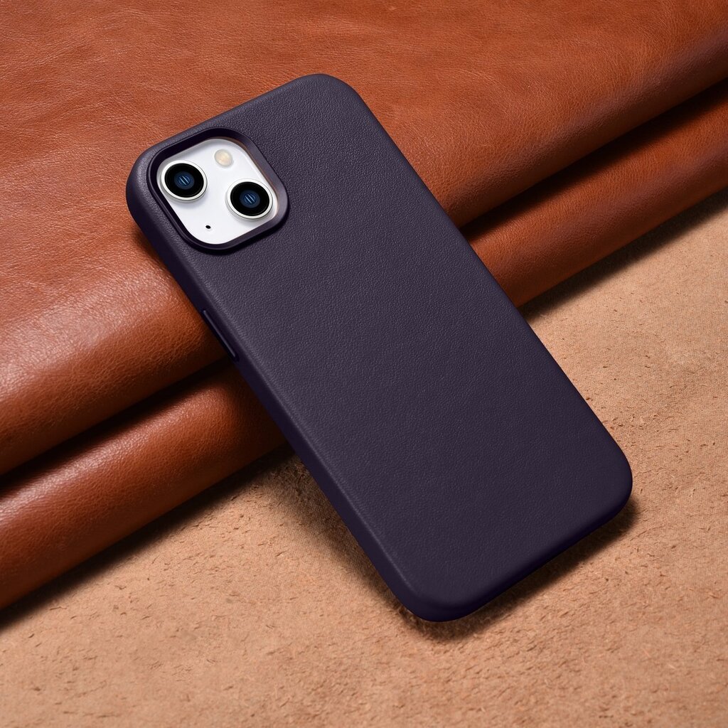 iCarer Leather iPhone 14 Dark Purple (WMI14220705-DP) (MagSafe Compatible) cena un informācija | Telefonu vāciņi, maciņi | 220.lv