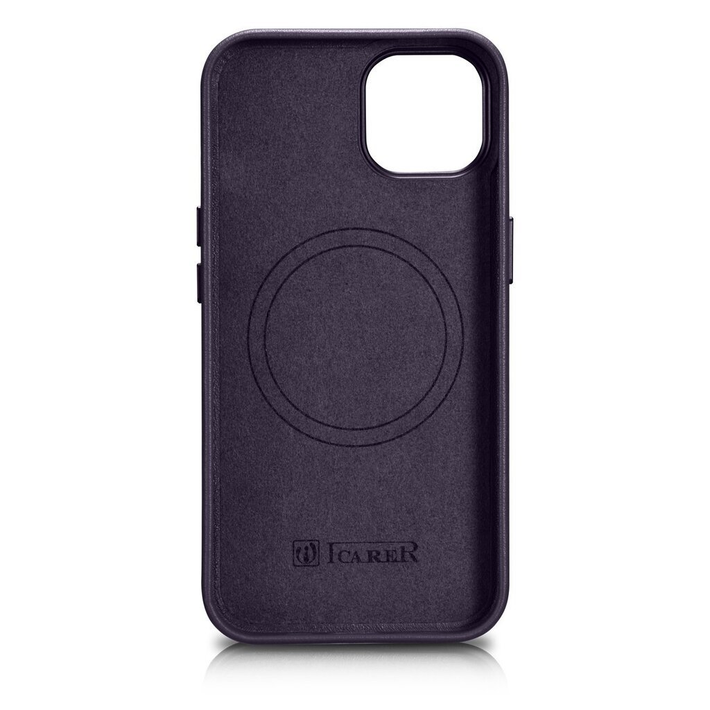 iCarer Leather iPhone 14 Dark Purple (WMI14220705-DP) (MagSafe Compatible) cena un informācija | Telefonu vāciņi, maciņi | 220.lv