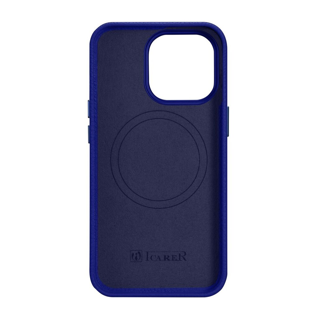 iCarer Litchi Leather iPhone 14 Pro Max Magnetic with MagSafe Dark Blue (WMI14220712-DB) цена и информация | Telefonu vāciņi, maciņi | 220.lv