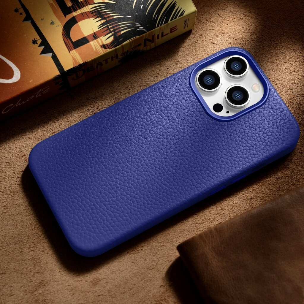 iCarer Litchi Leather iPhone 14 Pro Max Magnetic with MagSafe Dark Blue (WMI14220712-DB) цена и информация | Telefonu vāciņi, maciņi | 220.lv