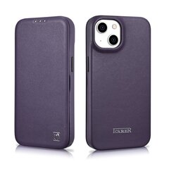 iCarer Leather iPhone 14 Flip Magnetic MagSafe Leather Dark Purple (WMI14220713-DP) цена и информация | Чехлы для телефонов | 220.lv