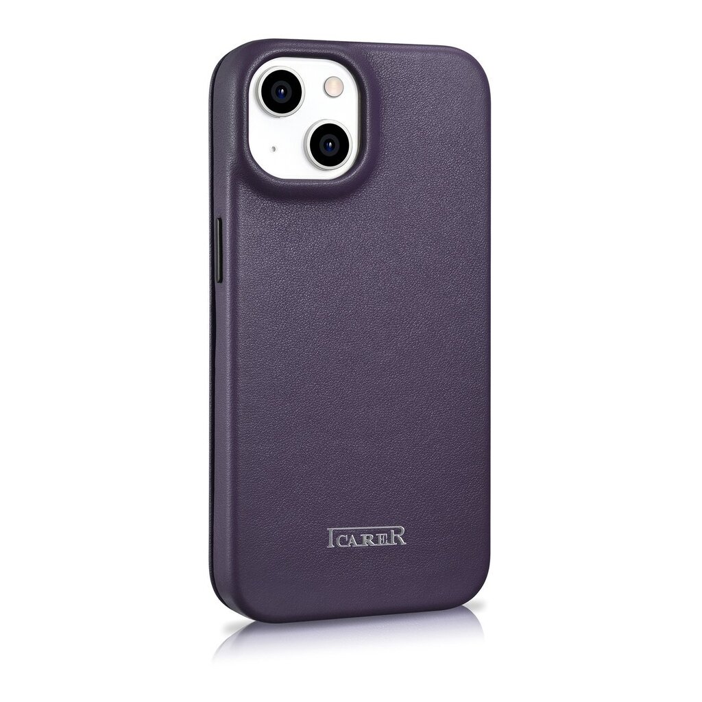 iCarer Leather iPhone 14 Flip Magnetic MagSafe Leather Dark Purple (WMI14220713-DP) cena un informācija | Telefonu vāciņi, maciņi | 220.lv