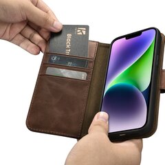 iCarer 2in1 iPhone 14 FlipAnti-RFID brown (WMI14220721-BN) cena un informācija | Telefonu vāciņi, maciņi | 220.lv