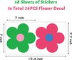 Daudzkrāsainas sienas uzlīmes Cute Retro Flowers, ūdeni atgrūdošas, pie sienas drošas vinila uzlīmes 16 gab (Ø 18 cm) cena un informācija | Dekoratīvās uzlīmes | 220.lv