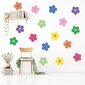 Daudzkrāsainas sienas uzlīmes Cute Retro Flowers, ūdeni atgrūdošas, pie sienas drošas vinila uzlīmes 16 gab (Ø 18 cm) cena un informācija | Dekoratīvās uzlīmes | 220.lv
