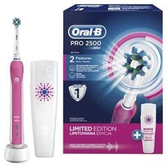 Braun Oral-B электрическая зубная щетка D501.513.2X Pro 2 2500 + футляр, розовый цена и информация | Электрические зубные щетки | 220.lv