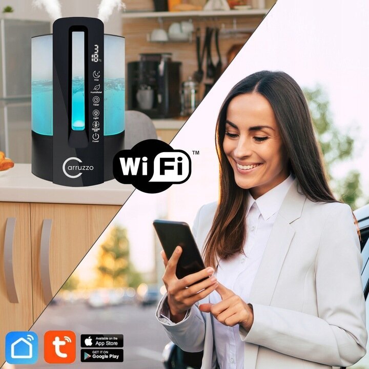 AUTOMĀTISKAIS SMART WIFI ultraskaņas gaisa mitrinātājs + AROMATHERAPY 2in1 krāsu terapijas funkcija цена и информация | Gaisa mitrinātāji | 220.lv