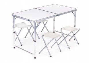 Modernhome Tourist table, folding table, set of 4 chairs White цена и информация | Туристическая мебель | 220.lv