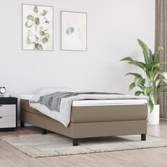 vidaXL atsperu gultas rāmis, pelēkbrūns, 100x200 cm, audums cena un informācija | Gultas | 220.lv